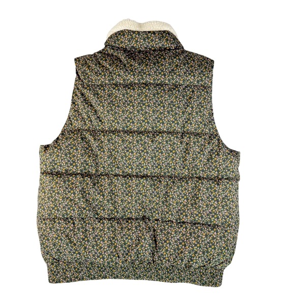 Universal Thread Floral Puffer Vest Sherpa Collar Green Womens M coquette - Picture 7 of 10